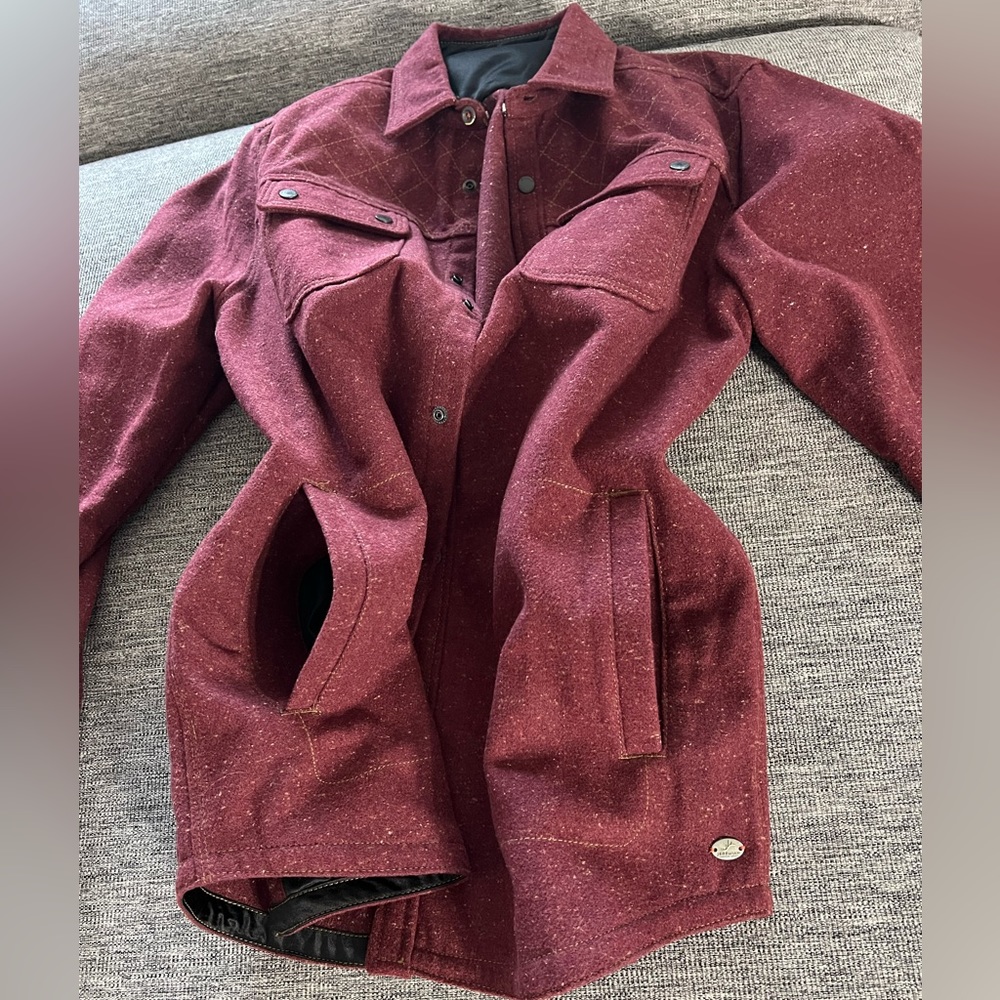Men's Maroon Quilted Detail Shacket Jacket - Picture 7 of 10